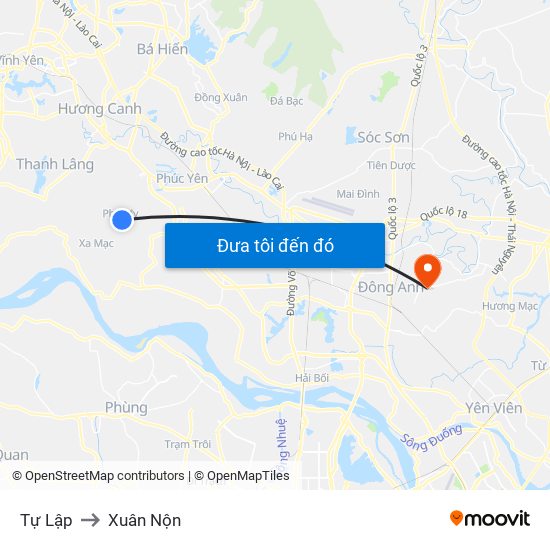 Tự Lập to Xuân Nộn map