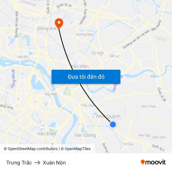 Trưng Trắc to Xuân Nộn map