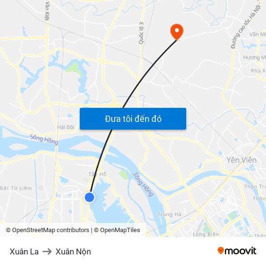 Xuân La to Xuân Nộn map