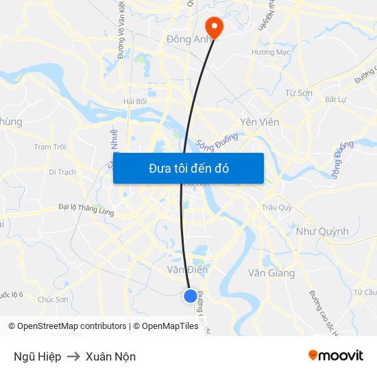 Ngũ Hiệp to Xuân Nộn map