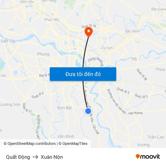 Quất Động to Xuân Nộn map