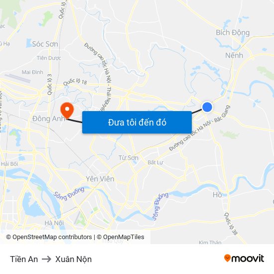 Tiền An to Xuân Nộn map