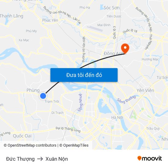 Đức Thượng to Xuân Nộn map