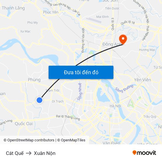 Cát Quế to Xuân Nộn map