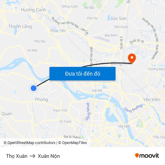 Thọ Xuân to Xuân Nộn map