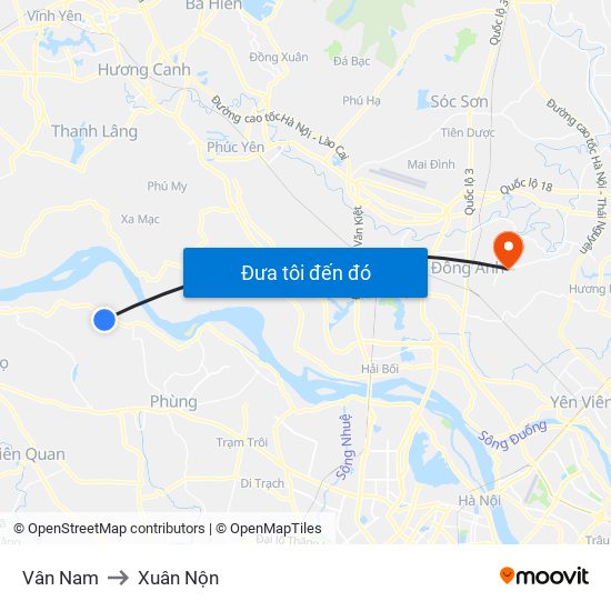 Vân Nam to Xuân Nộn map