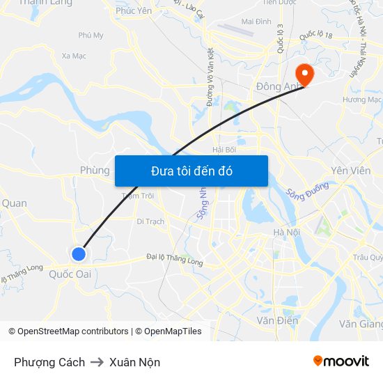 Phượng Cách to Xuân Nộn map