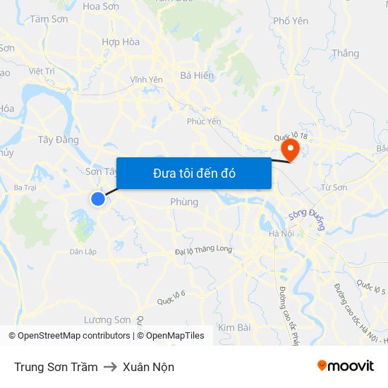 Trung Sơn Trầm to Xuân Nộn map