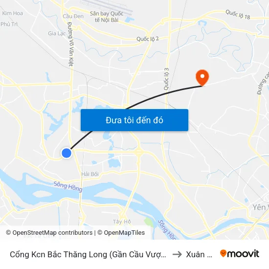 Cổng Kcn Bắc Thăng Long (Gần Cầu Vượt Bộ Hành) to Xuân Nộn map