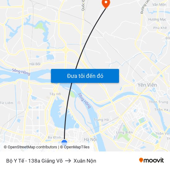 Bộ Y Tế - 138a Giảng Võ to Xuân Nộn map