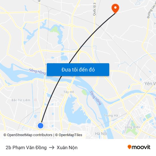 2b Phạm Văn Đồng to Xuân Nộn map