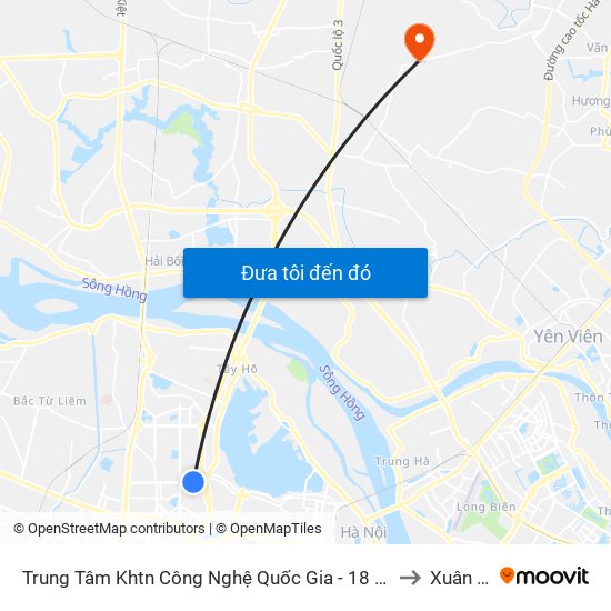Trung Tâm Khtn Công Nghệ Quốc Gia - 18 Hoàng Quốc Việt to Xuân Nộn map