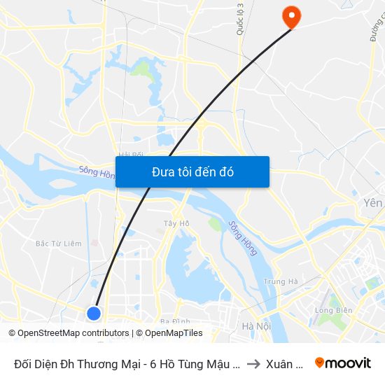 Đối Diện Đh Thương Mại - 6 Hồ Tùng Mậu (Cột Sau) to Xuân Nộn map
