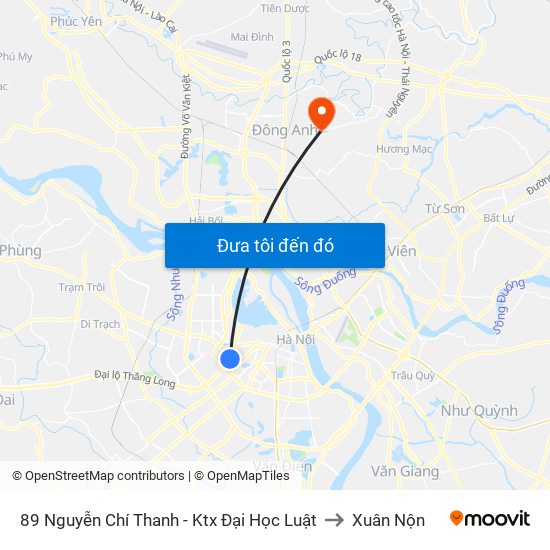 89 Nguyễn Chí Thanh - Ktx Đại Học Luật to Xuân Nộn map