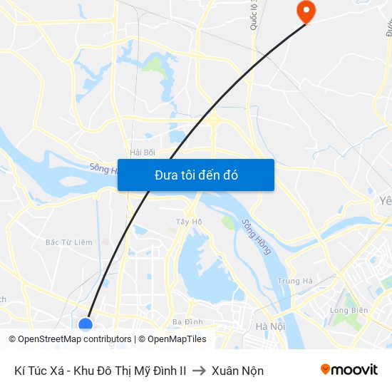 Kí Túc Xá - Khu Đô Thị Mỹ Đình II to Xuân Nộn map