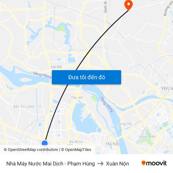 Nhà Máy Nước Mai Dịch - Phạm Hùng to Xuân Nộn map