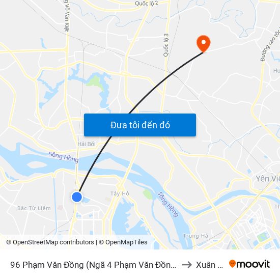 96 Phạm Văn Đồng (Ngã 4 Phạm Văn Đồng - Xuân Đỉnh) to Xuân Nộn map