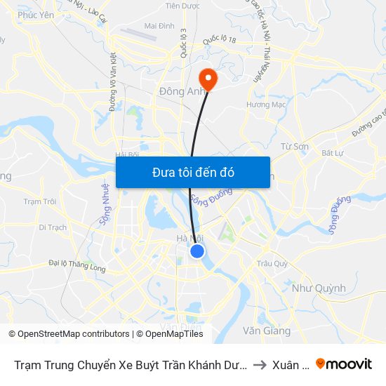 Trạm Trung Chuyển Xe Buýt Trần Khánh Dư (Khu Đón Khách) to Xuân Nộn map