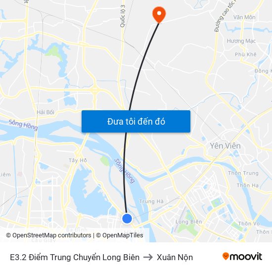 E3.2 Điểm Trung Chuyển Long Biên to Xuân Nộn map