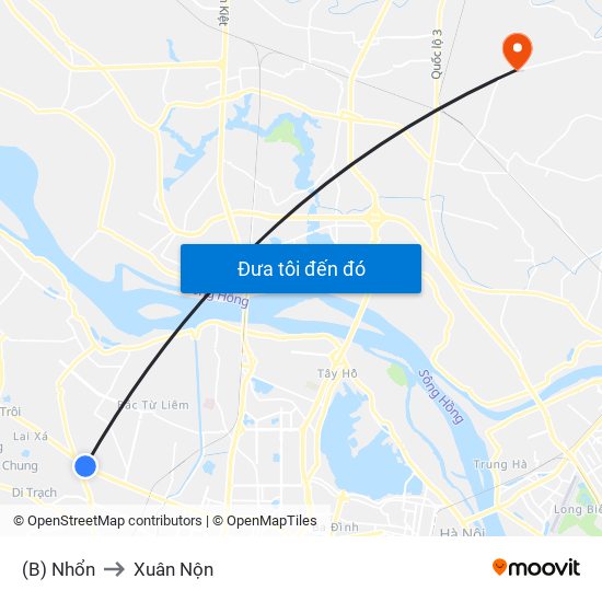 (B) Nhổn to Xuân Nộn map