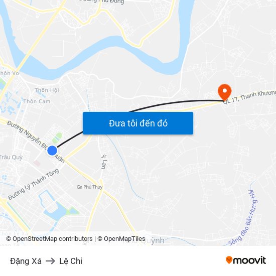 Đặng Xá to Lệ Chi map