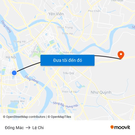 Đống Mác to Lệ Chi map