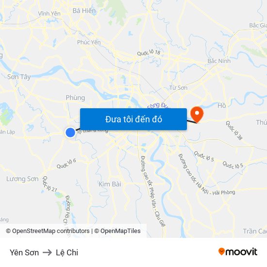 Yên Sơn to Lệ Chi map