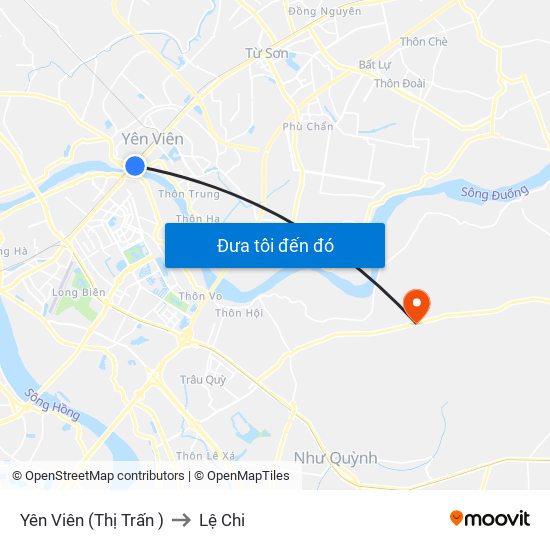 Yên Viên (Thị Trấn ) to Lệ Chi map