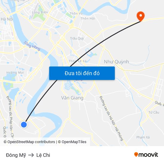 Đông Mỹ to Lệ Chi map