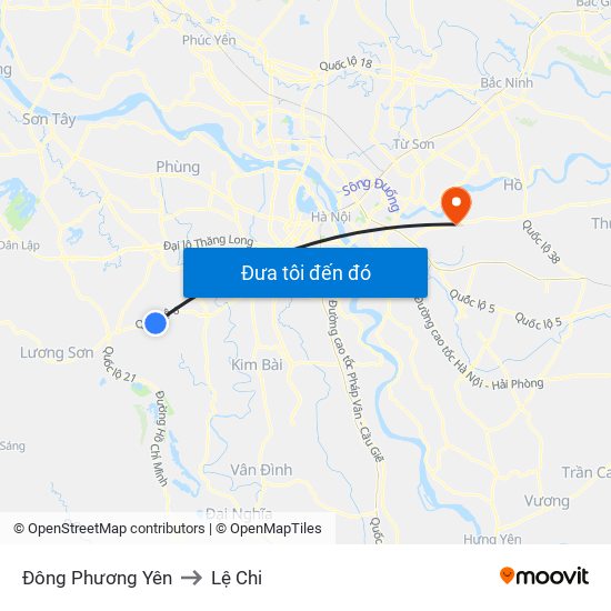 Đông Phương Yên to Lệ Chi map