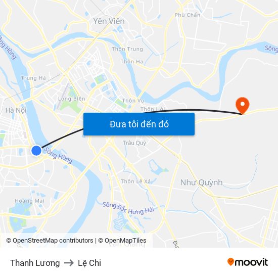 Thanh Lương to Lệ Chi map