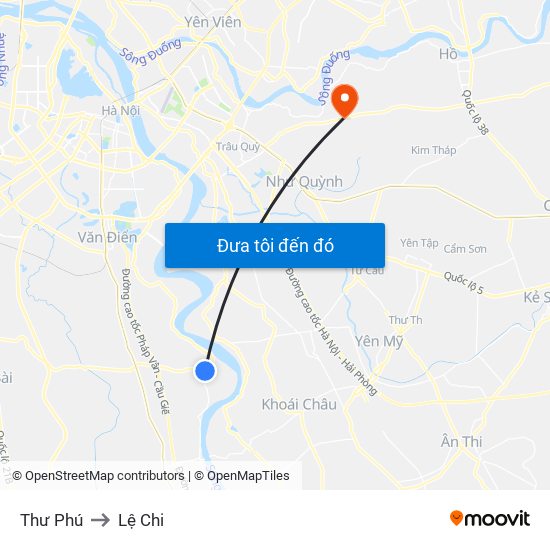 Thư Phú to Lệ Chi map