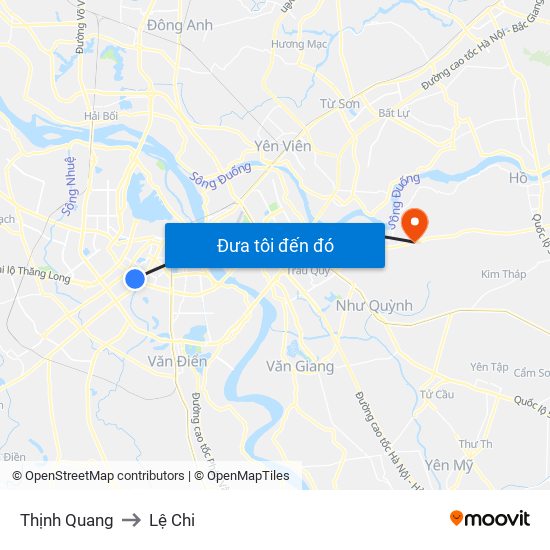 Thịnh Quang to Lệ Chi map