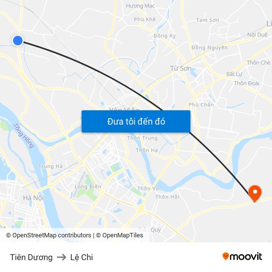 Tiên Dương to Lệ Chi map