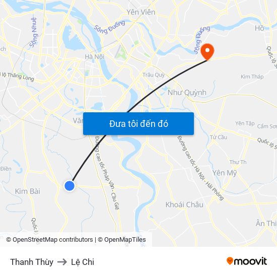 Thanh Thùy to Lệ Chi map