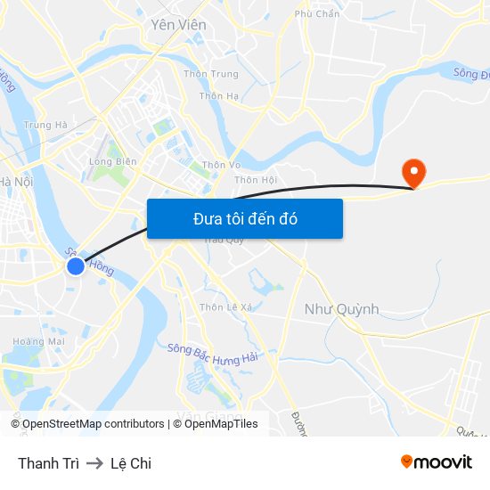 Thanh Trì to Lệ Chi map
