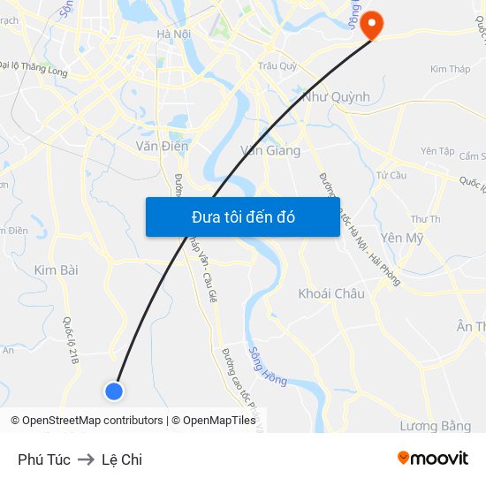 Phú Túc to Lệ Chi map