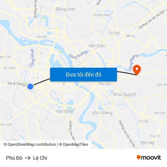 Phú Đô to Lệ Chi map