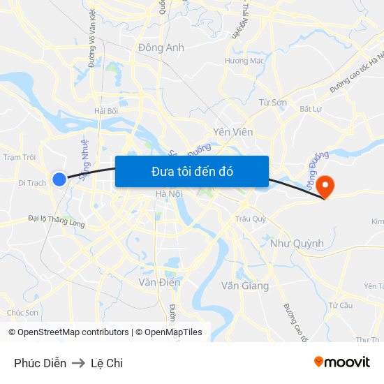Phúc Diễn to Lệ Chi map
