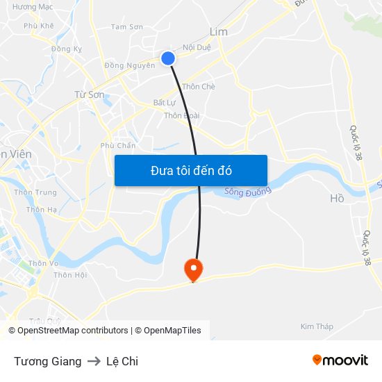 Tương Giang to Lệ Chi map