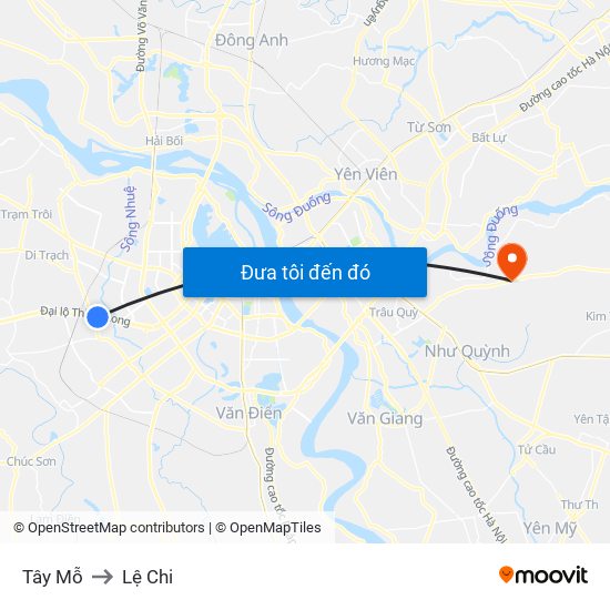 Tây Mỗ to Lệ Chi map