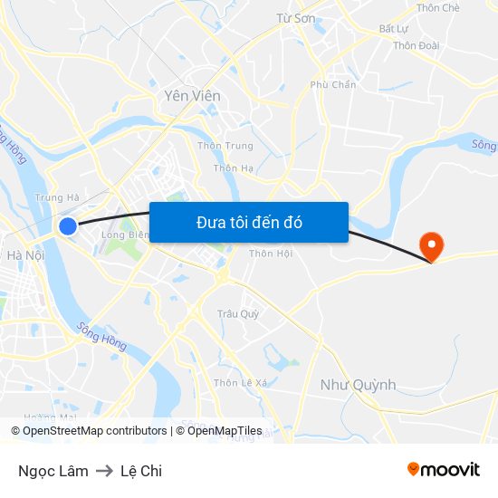 Ngọc Lâm to Lệ Chi map