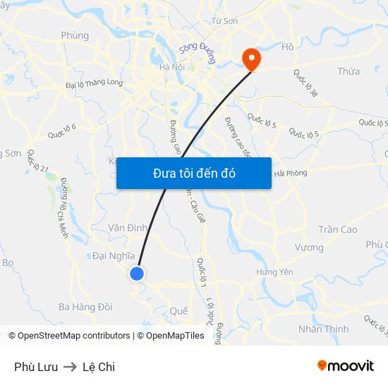 Phù Lưu to Lệ Chi map