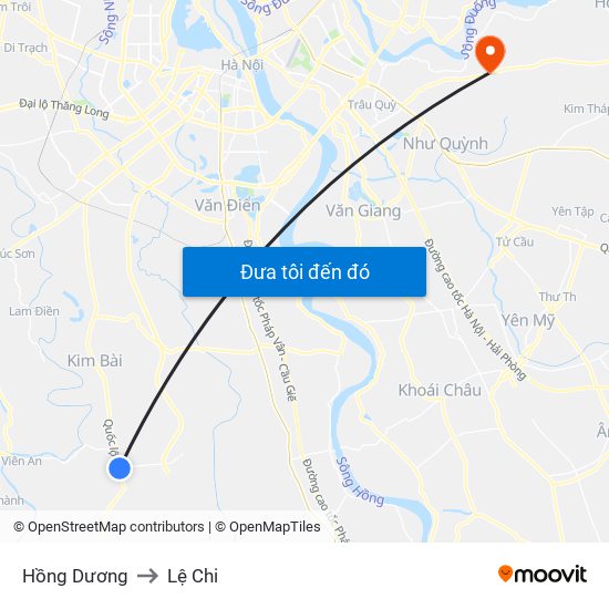 Hồng Dương to Lệ Chi map