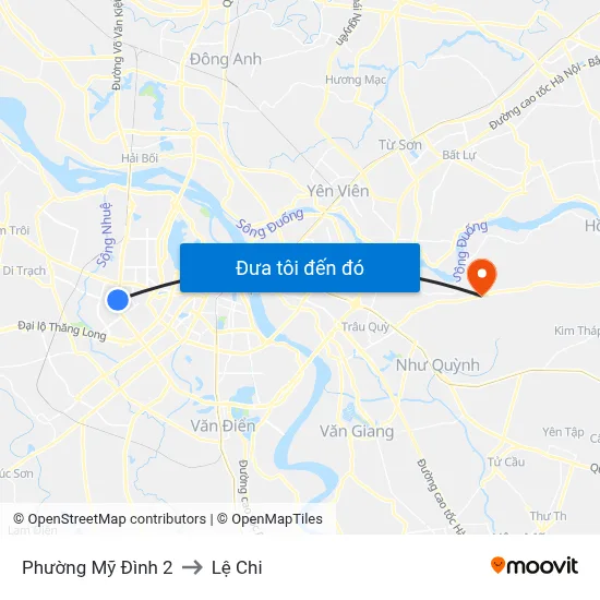Phường Mỹ Đình 2 to Lệ Chi map