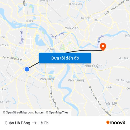 Quận Hà Đông to Lệ Chi map