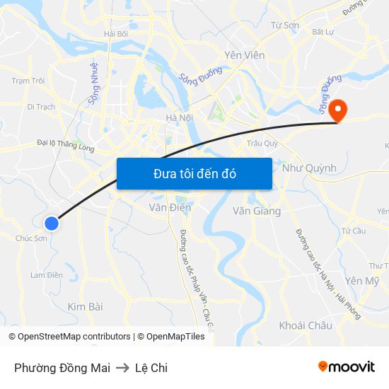 Phường Đồng Mai to Lệ Chi map