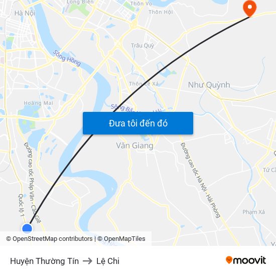 Huyện Thường Tín to Lệ Chi map