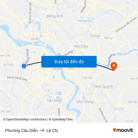 Phường Cầu Diễn to Lệ Chi map