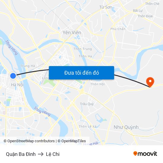 Quận Ba Đình to Lệ Chi map